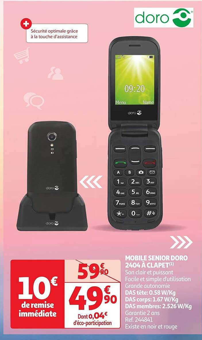 mobile senior doro 2402404 à clapet