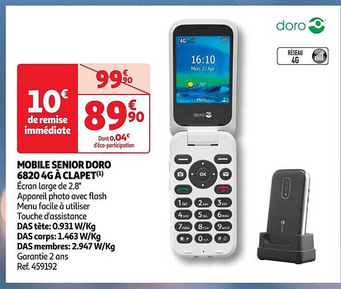 mobile senior doro 6820 4g à clapets