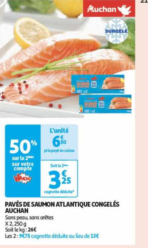 Pavés De Saumon Atlantique Congelés Auchan