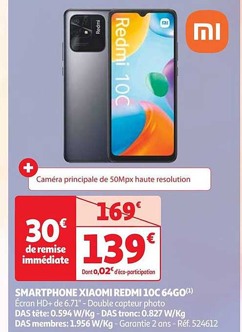 smartphone xiaomi redmi 10c 64go