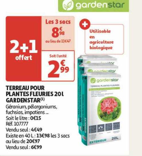 terreau pour plantes fleuries 20 l gardenstar