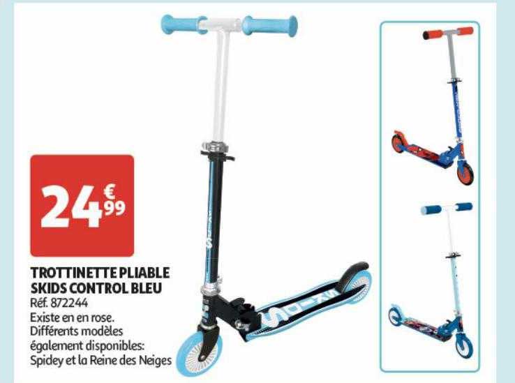 trottinette pliable skids control bleu