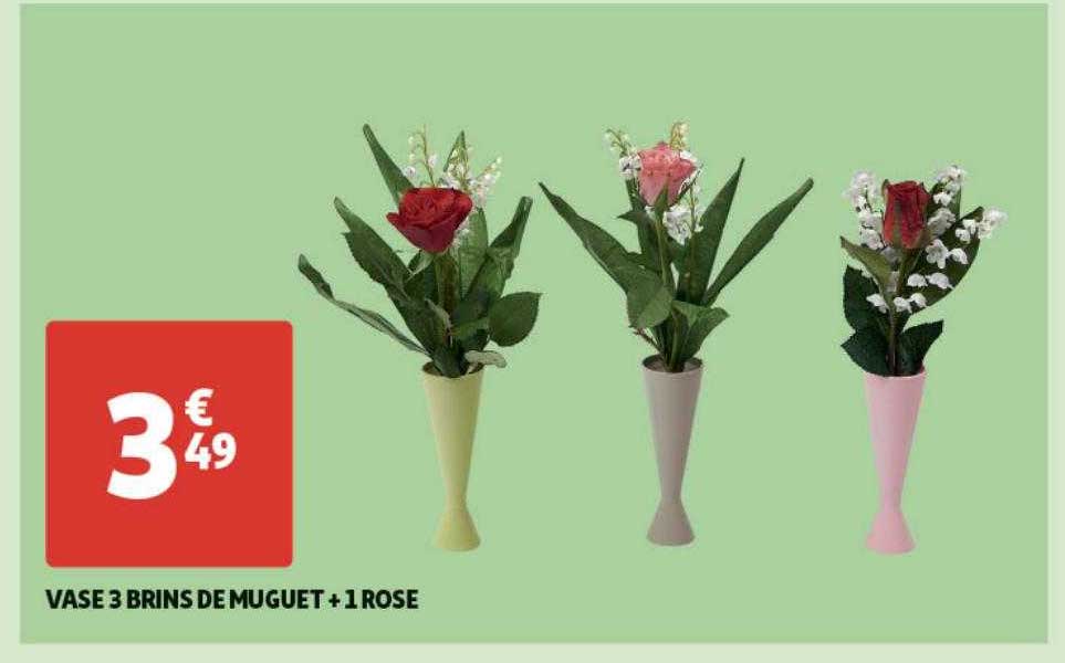Vase 3 Brins De Muguet + 1 Rose