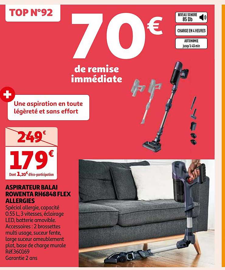 aspirateur balai rowenta rh6848 flex allergies