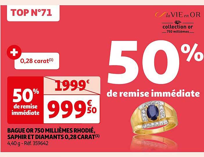 bague or 750 millièmes rhodié, saphir et diamants 0,28 carat