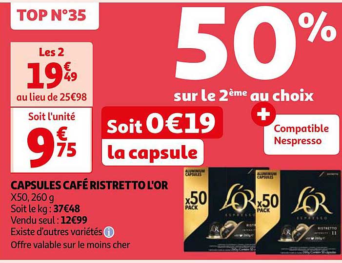 Capsules Café Ristretto L'or