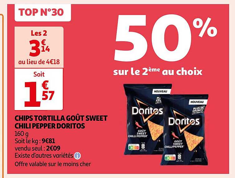 chips tortilla goût sweet chili pepper doritos