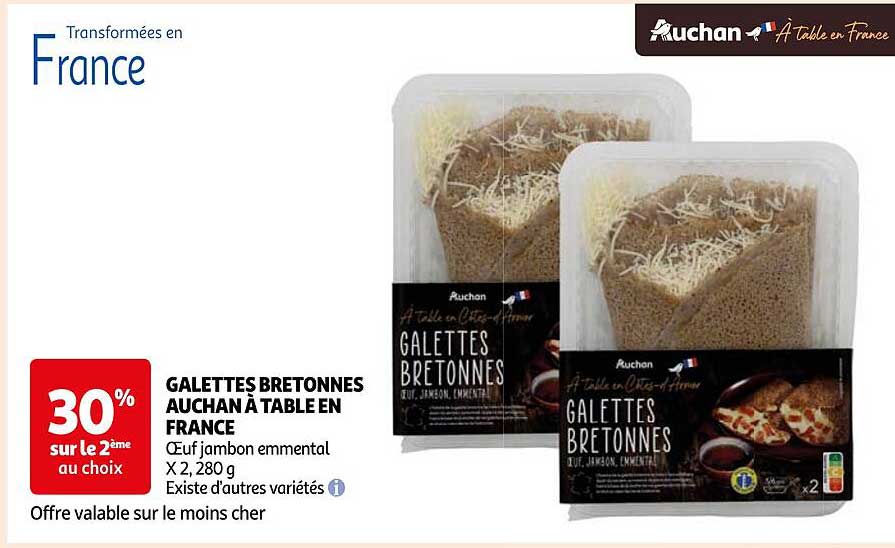 Galettes Bretonnes Auchan à Table En France