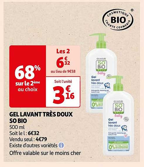 gel lavant très doux so bio