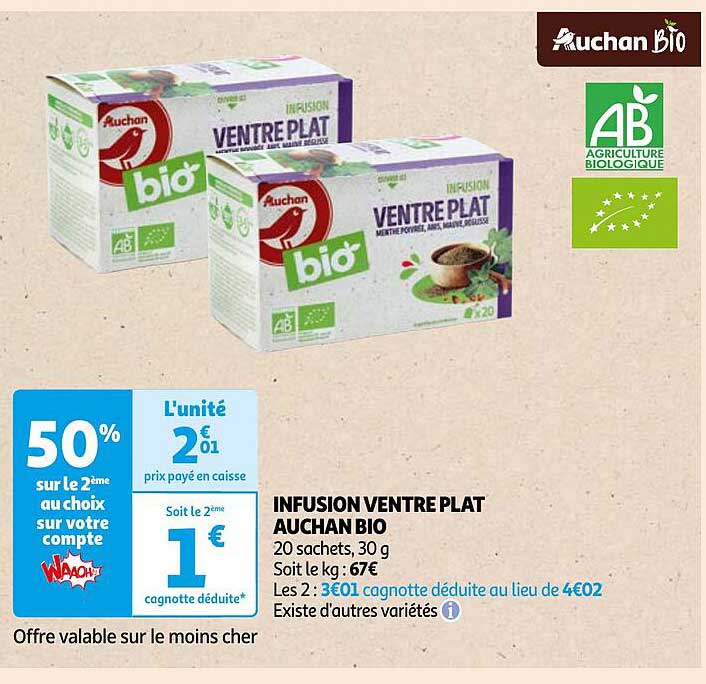 infusion ventre plat auchan bio