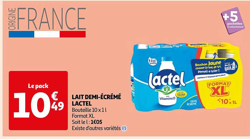 lait demi-écrémé lactel