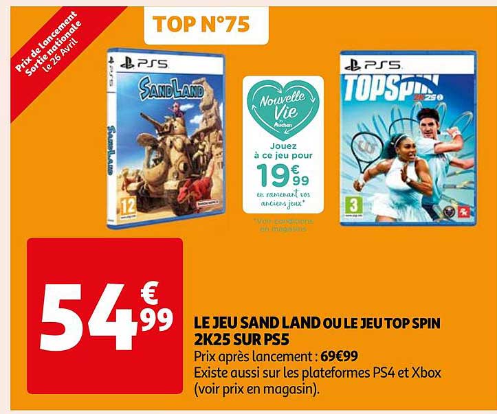 le jeu sand land ou le jeu top spin 2k25 sur ps5