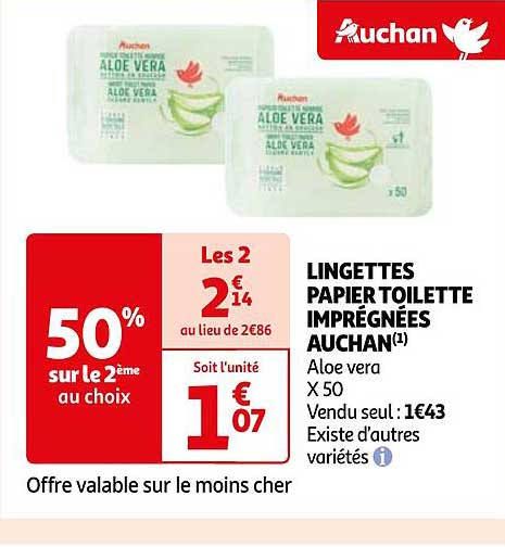 Lingettes Papier Toilette Imprégnées Auchan