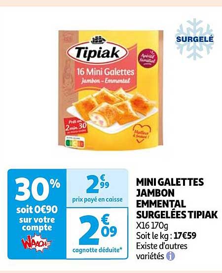 Mini Galettes Jambon Emmental Surgelées Tipiak