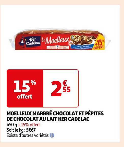 moelleux marbré chocolat et pépites de chocolat au lait ker cadélac