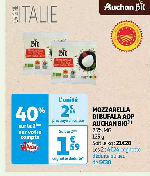 mozzarella di bufala aop aucha bio