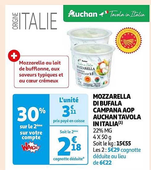 mozzarella di bufala campana aop auchan tavola in italia