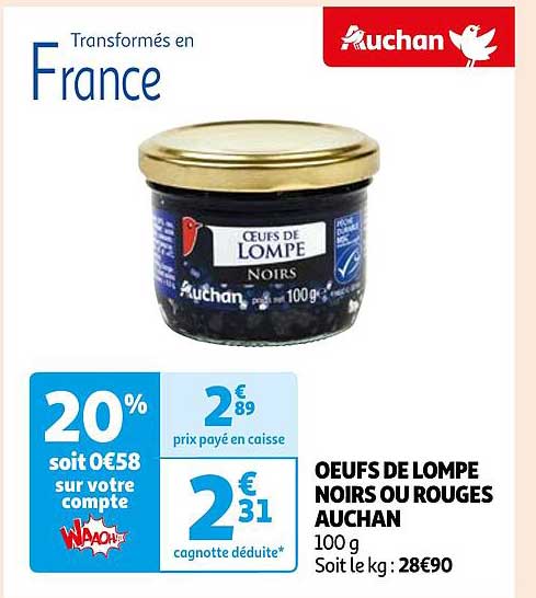 œufs de lompe noirs ou rouges auchan