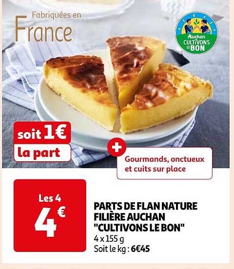 parts de flan nature filière auchan "cultivons le bon"