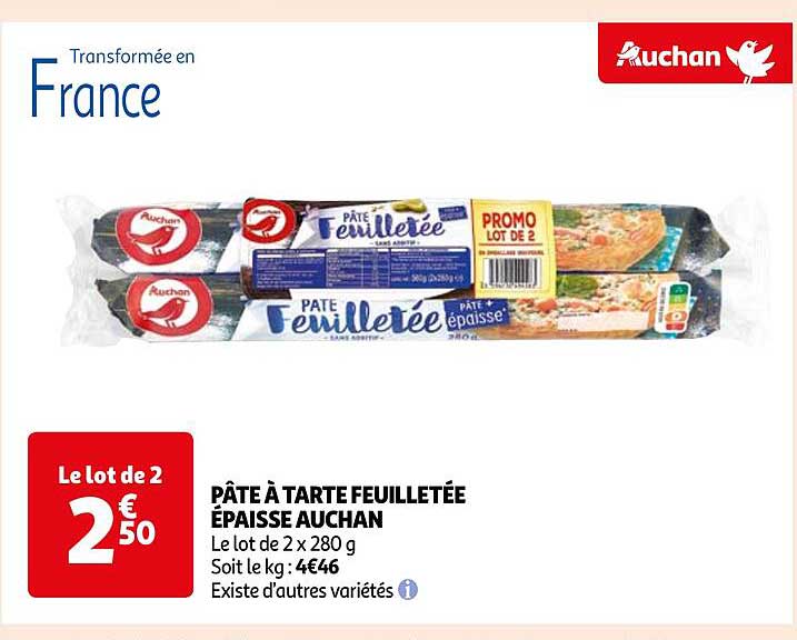 Pâte à Tarte Feuilletée épaisse Auchan