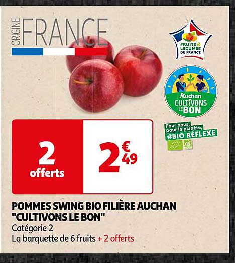 pommes swing bio filière auchan "cultivons le bon"