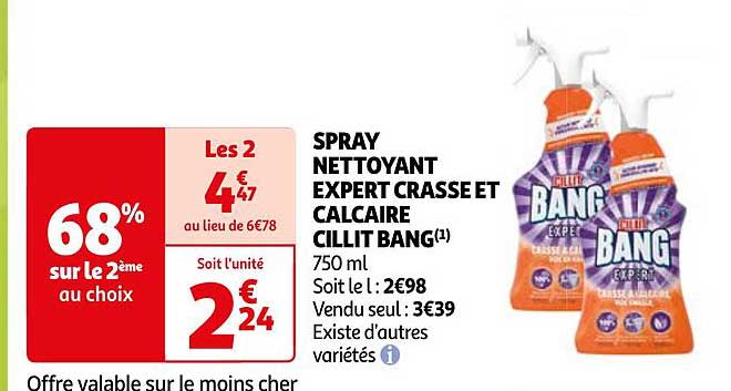 spray nettoyant expert crasse et calcaire cillit bang