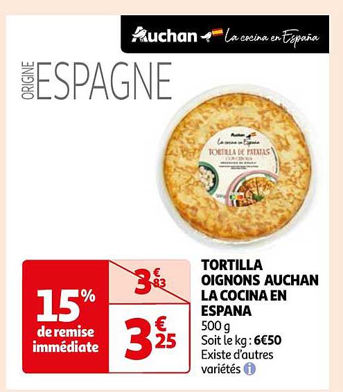 tortilla oignons auchan la cocina en espana