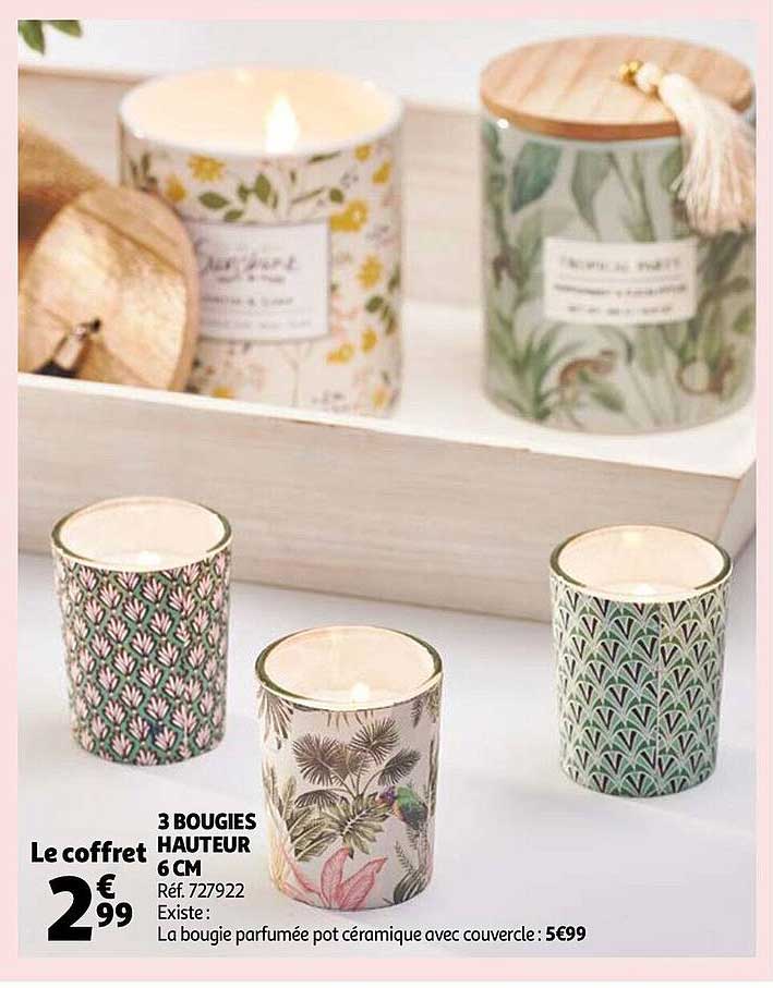 3 bougies hauteur 6 cm