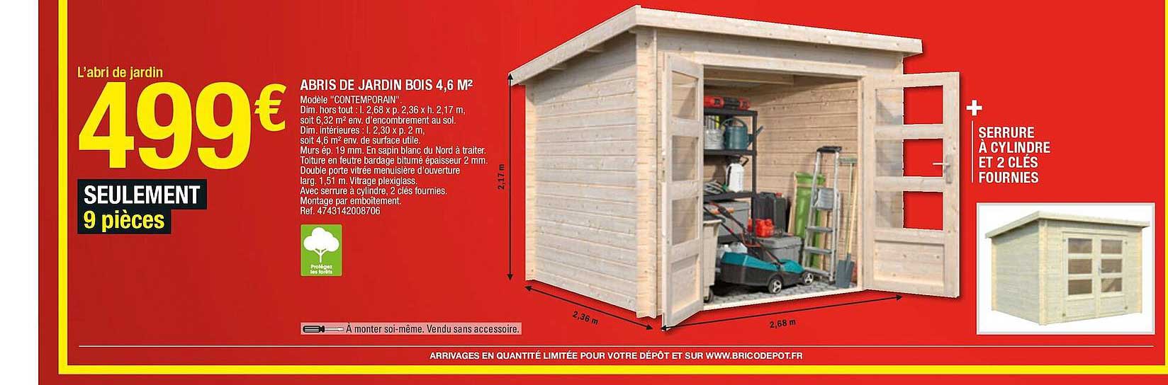 abris de jardin bois 4,6 m²