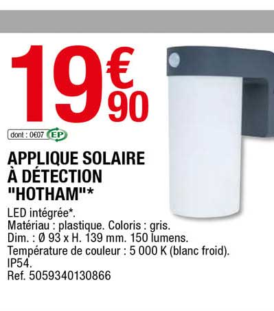 applique solaire à détection "hotham"