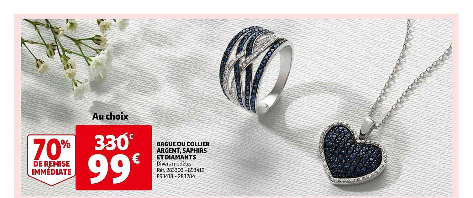 Bague Ou Collier Argent, Saphirs Et Diamants