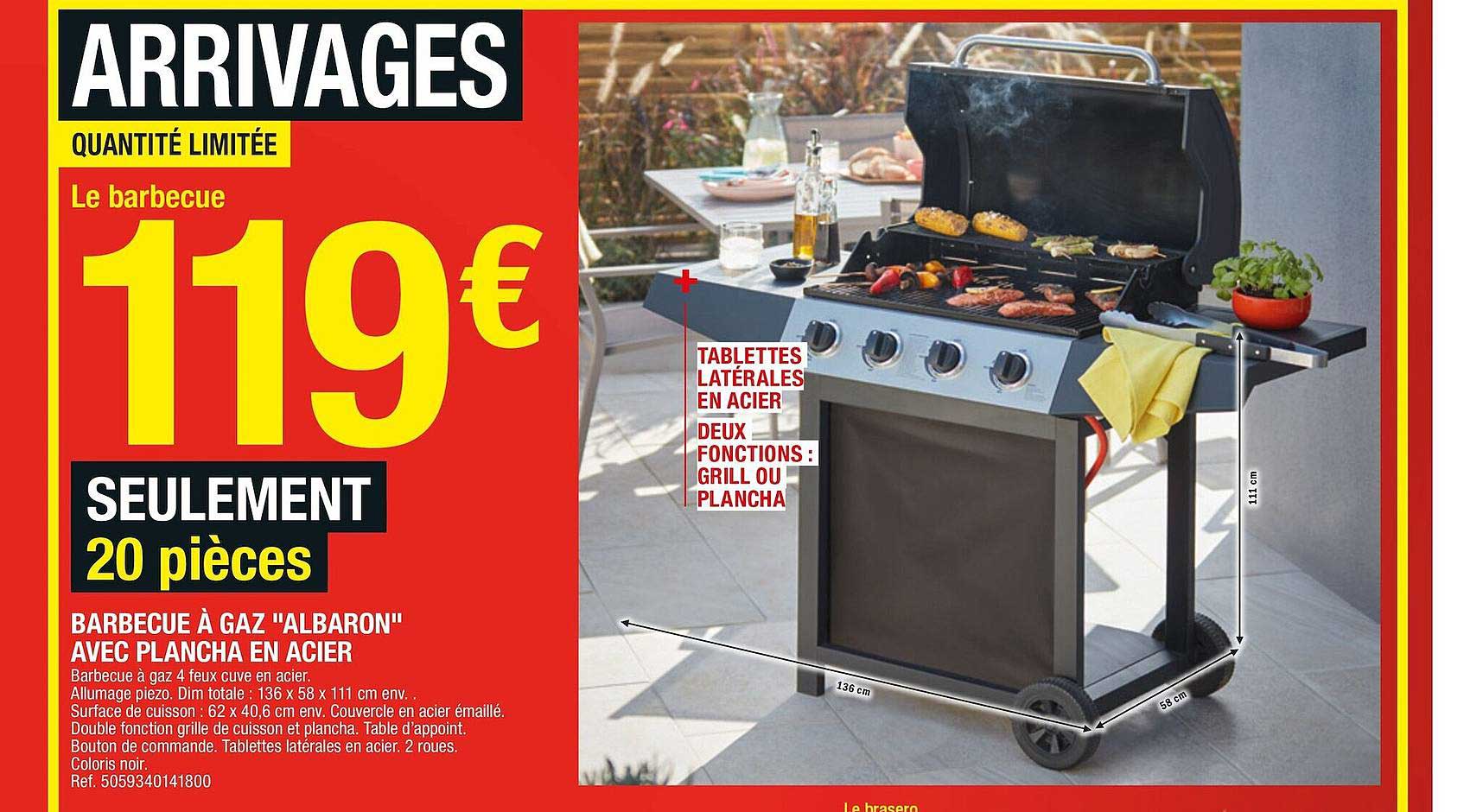 Barbecue à Gaz "albaron" Avec Plancha En Acier