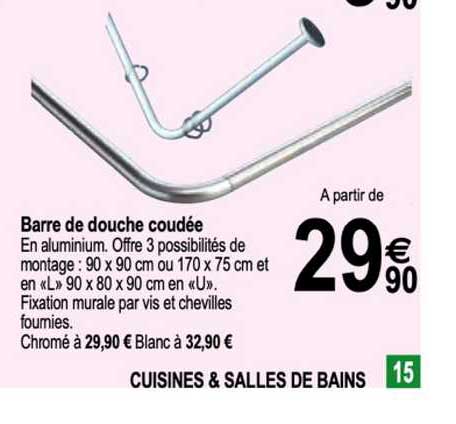 barre de douche coudée