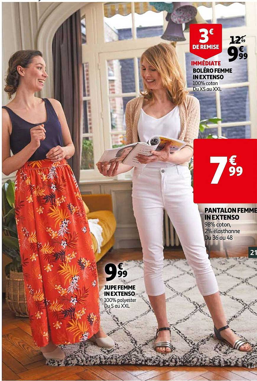 boléro femme in extenso, jupe femme in extenso, pantalon femme in extenso