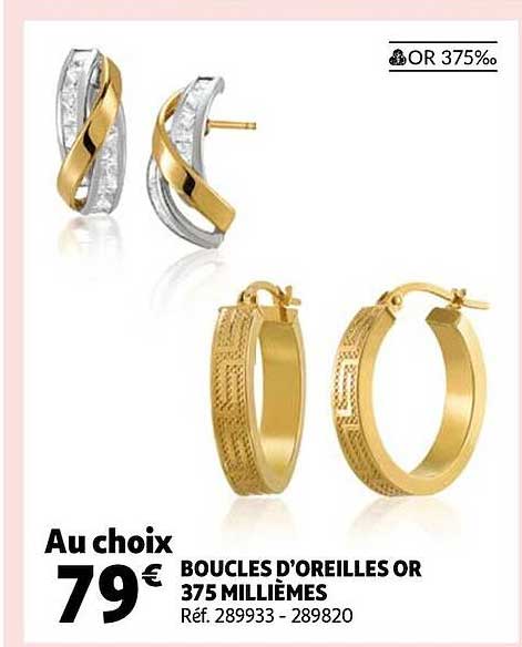 boucles d'oreilles or 375 millièmes