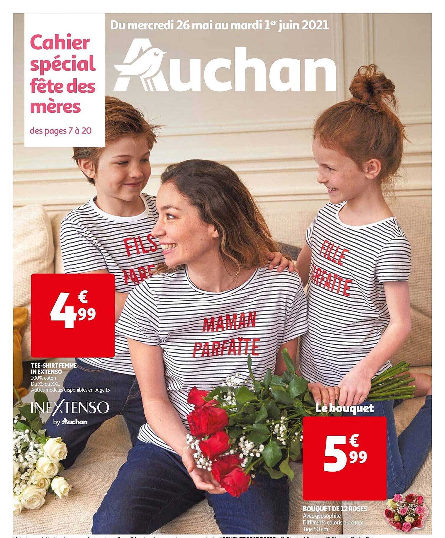 bouquet de 11 roses , tee-shirt femme in extenso