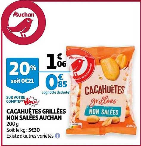 cacahuètes grillées non salées auchan