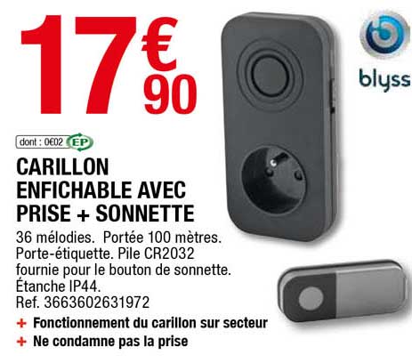 carillon enfichable avec prise + sonnette