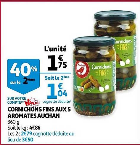 Cornichons Fins Aux 5 Aromates Auchan