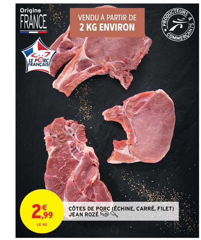 côtes de porc (échine, carré, filet) jean rozé