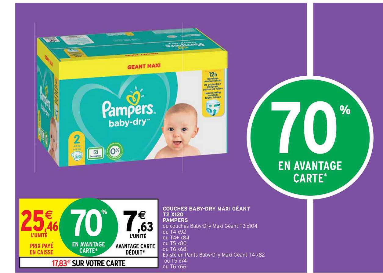 couches baby-dry maxi géant t2 x120