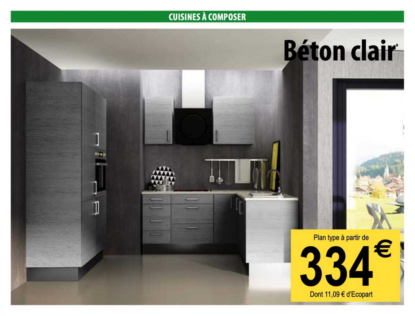 Cuisine à Composer Plan Type Béton Clair