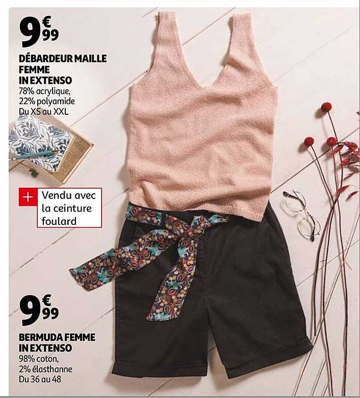 débardeur maille femme in extenso, bermuda femme in extenso