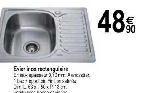 évier Inox Rectangulaire