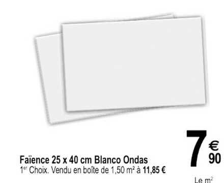 faïence 25 x 40 cm blanco ondas