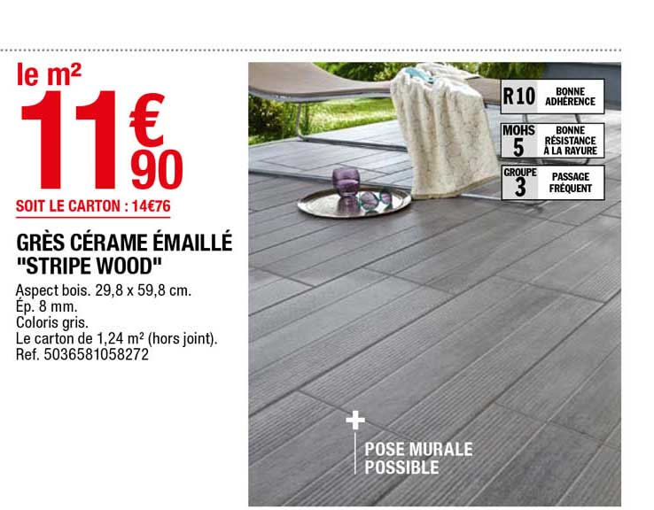 grès cérame émaillé "stripe wood"