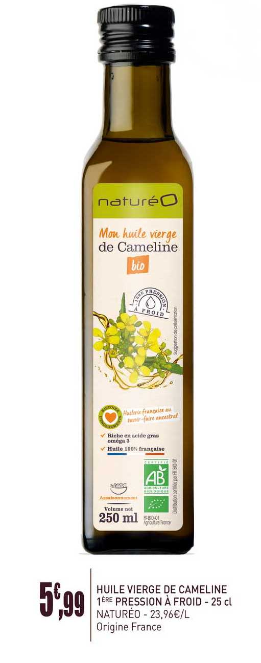 huile vierge de cameline 1ère pression à froid - 25 cl