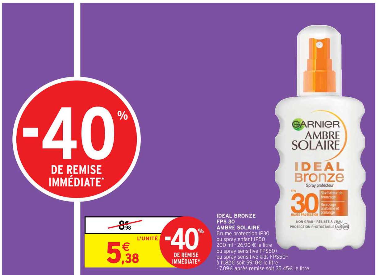 Idéal Bronze Fps 30 Ambre Solaire