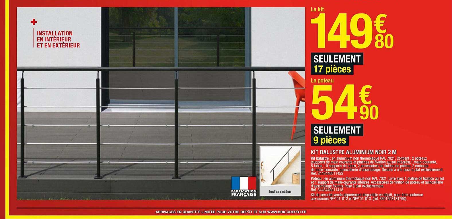 kit balustre aluminium noir 2 m