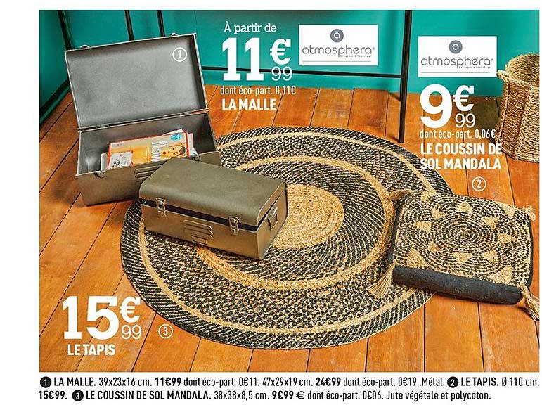 la malle atmosphera, le coussin de sol mandala atmosphera, le tapis